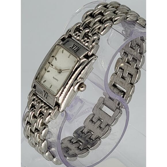 Ladies White Dial Link Band Silver Analog Quartz Watch 2501 main image 4